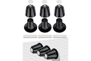 SOUSAC 3 PCS Metal Shower Knob Replacement, Tub Faucet Handle with Hot/Cold/Diverter/Flange Base, Bathtub Knob Compatible with Price Pfister Verve Fits 5-1/2''H,12 Tooth Broach Stem (Black)