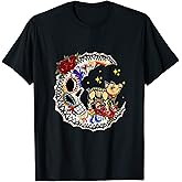 Halloween Sugar Skull Pig and Moon Lover T-Shirt