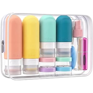 24 Pack Travel Bottles for Toiletries -TSA Approved Leak Proof Silicone Set | Refillable Travel Size Containers Kits with Per