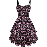 Scarlet Darkness Smocked Floral Sundresses for Women Teens 2026 Summer Flowy Ruffle Mini Dress