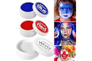 DE'LANCI 4th of July Face Paint 200g, USA Flag Red White Blue Face Body Painting 3 Color, Prides Face Painting Makeup for Patriotic Veterans Day Independence Day, Halloween Cosplay Joker Clown Makeup
