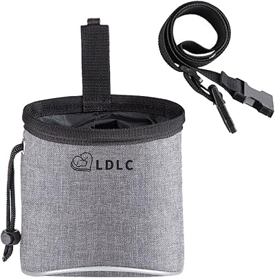 nuoshen Pet Treat Bag Adjustable Waistband Dog Training Pouch Light Gray