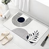 APROPHIC 20"X30" Boho Bath Rugs for Bathroom Decor Non-Slip Bath Mat Absorbent Plush Microfiber Soft Carpet Machine Washable Bath Mat for Bathrooms,Showers,Laundry Rooms,White and Black