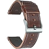 hemsut h Leather Watch Bands for Men, Horween Quick Release Leather Watch Strap Vintage Watch Replacement Wrap of 18mm, 20mm, 22mm