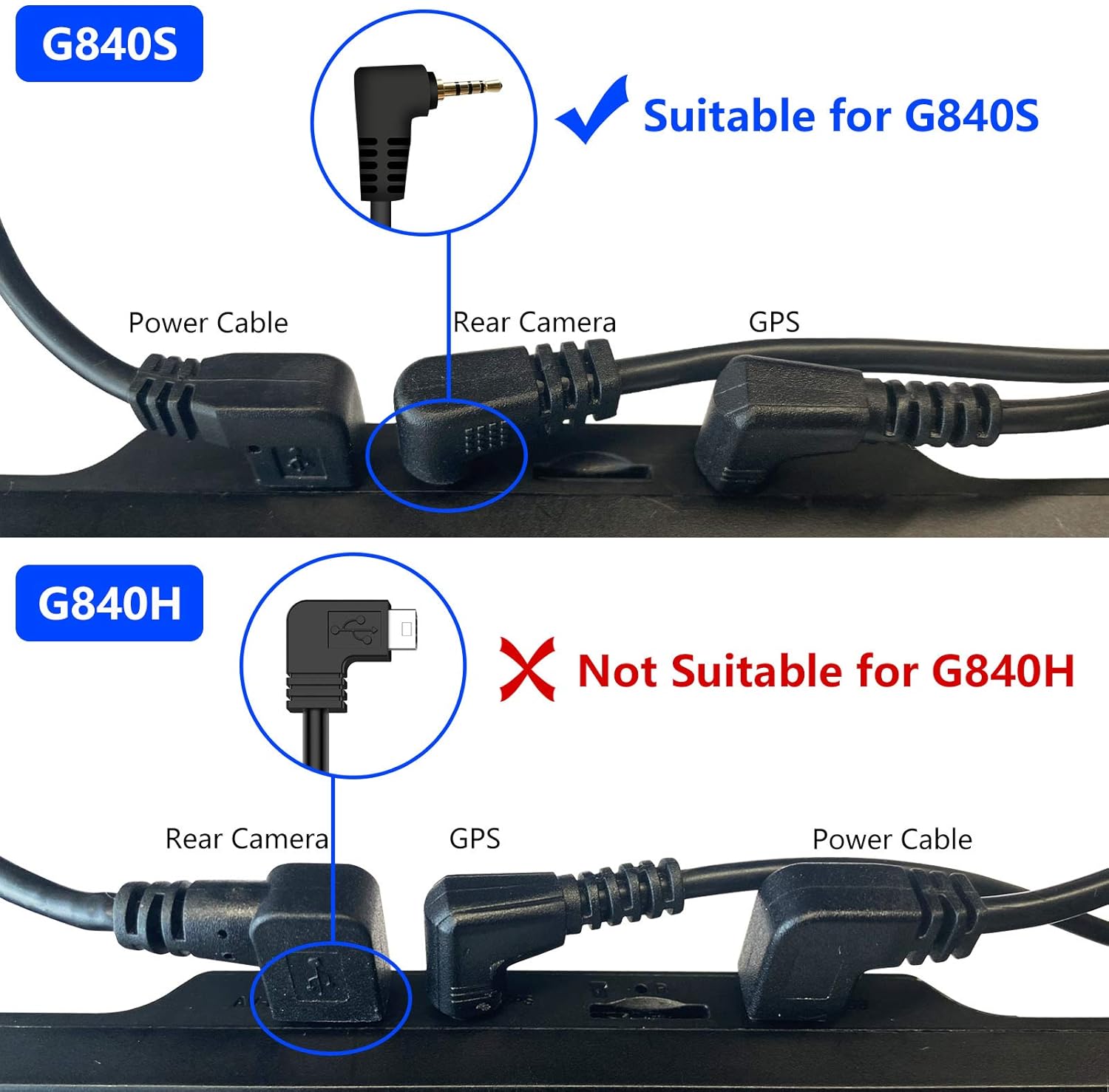 WOLFBOX 33Feet Backup Camera Extension Cord Cable for G840s Mirror Dash Cam (4 pin,2.5mm), Black - Image 4