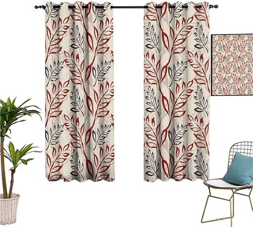 Amazon.com: Mozenou Leaves，Grommet Curtains，Doodle Style Plant Ornate