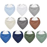 NISXABEBE Muslin Baby Bibs,Soft Triangular Baby Bandana Drool Bibs for Baby Boy Girl,Solid Colors Bib for Drooling Teething