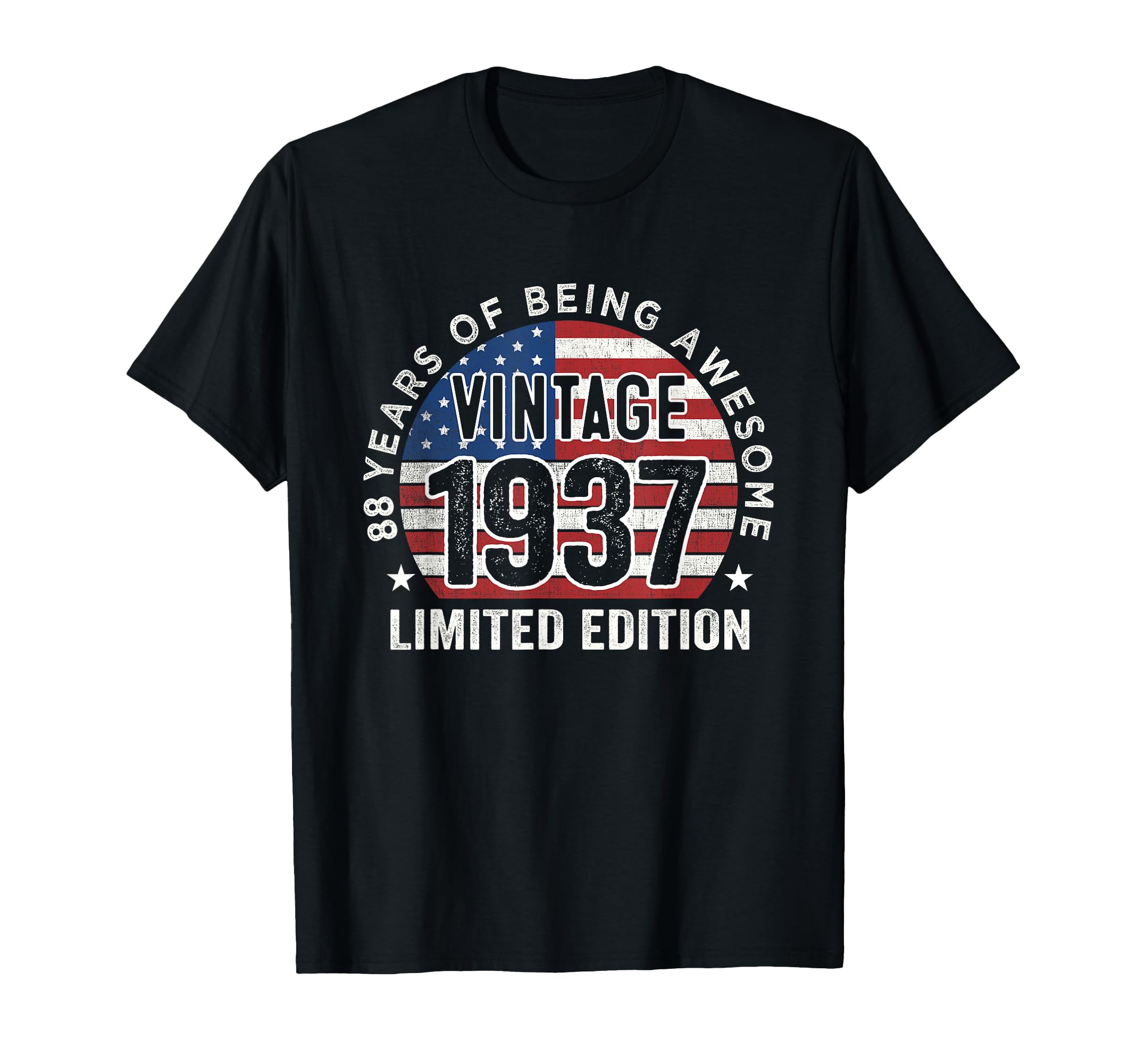 Photo 1 of 88th Birthday Gifts Men Vintage 1937 88 Years Old USA Flag T-Shirt
