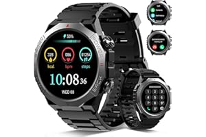 QECNATO Military Watches for Men (Answer/Make Calls), 1.39" HD Display Fitness Watches, Heart Rate/Sleep Monitor, 110+ Sports Modes Smart Watch for Men, IP68 Waterproof, 30Day, Watch for Android/iPhone, Black