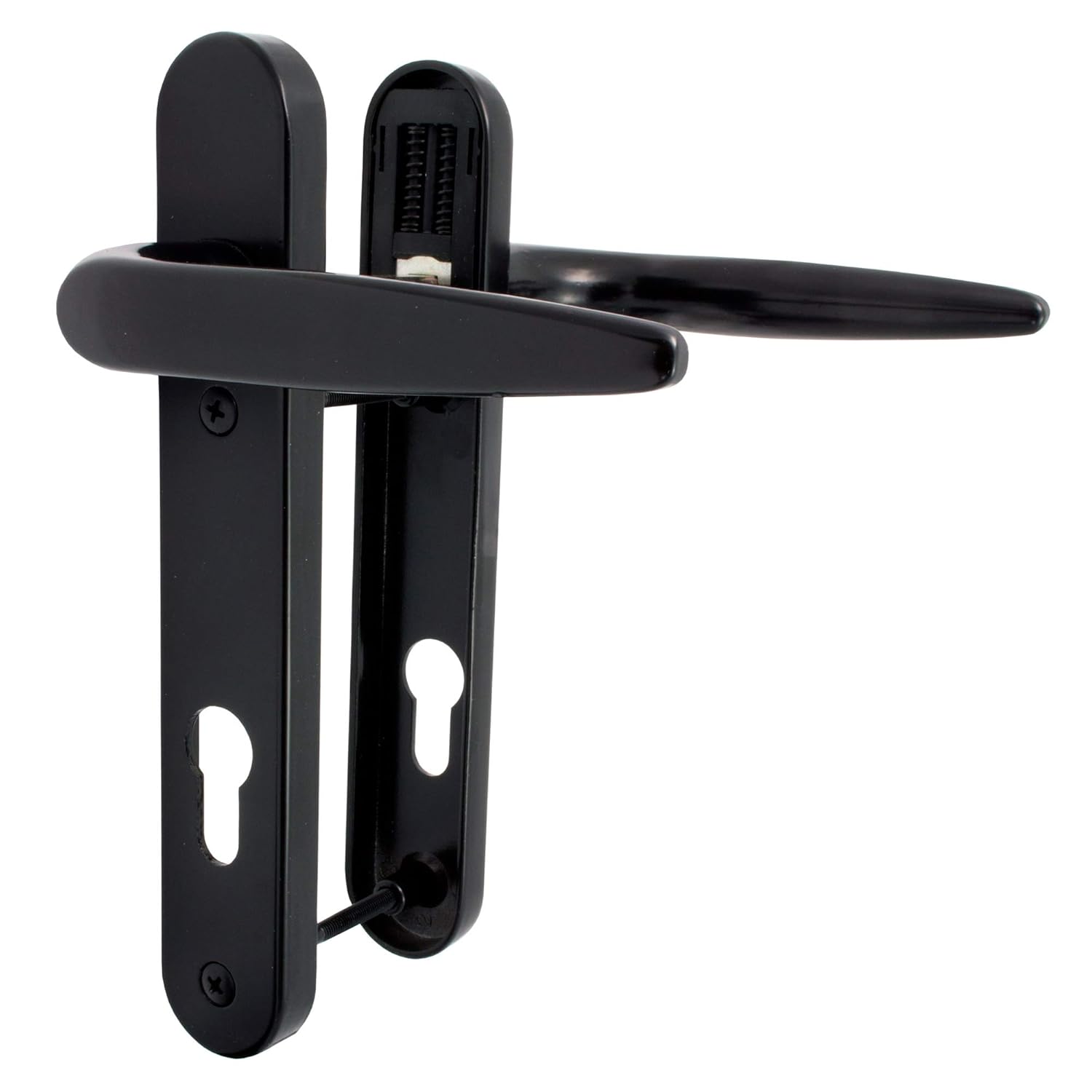 Trojan Sparta Black Door Handle 92PZ 122mm Screws Short Lever/Lever