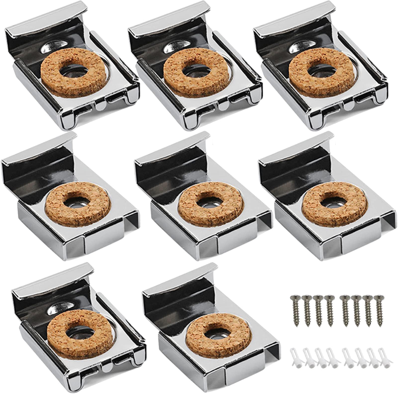 Mirror Fixings,8 Pcs Spring Loaded Mirror Hanger Clips Mirror Wall Mounting Brackets Unframed Mirror Mount Clips with Wall Plugs and Screws