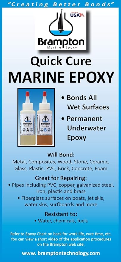 Amazon Com Brampton Marine Epoxy Strong Bonding For Boat Repair Bonds In 30 Minutes Water Resistant 4 Ounces Home Improvement
