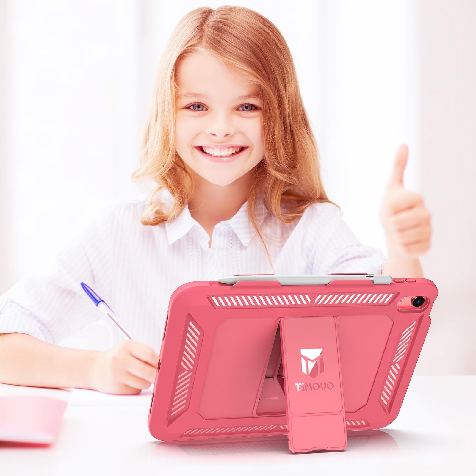 TiMOVO Case for iPad (A16) 11th Generation 11 Inch 2025, iPad 10th Generation Case 2022 with Screen Protector, Heavy Duty Shockproof Rugged Protective Cover, Watermelon Pink