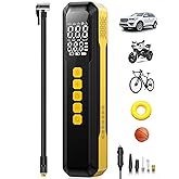 Tire Inflator Portable Air Compressor, 150PSI Air Pump for Car Tires with LED Light, Cordless Tire Pump with Digital Pressure Gauge, Tire Inflator for Car, Bike, Motorcycle, Ball (Full)