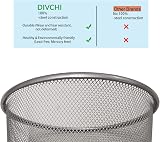 DIVCHI Round Trash Can Bin 1 Pack Silver Non-Slip Mesh Waste Paper Bin 27cm view 9