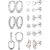 YADOCA 20G Hypoallergenic Flat Back Earrings For Women 18k Gold Plated Surgical Steel Cartilage Earring Stacks Hoop Earring Sets For Multiple Piercing Small Stud Earrings For Women (Gold/Silver)