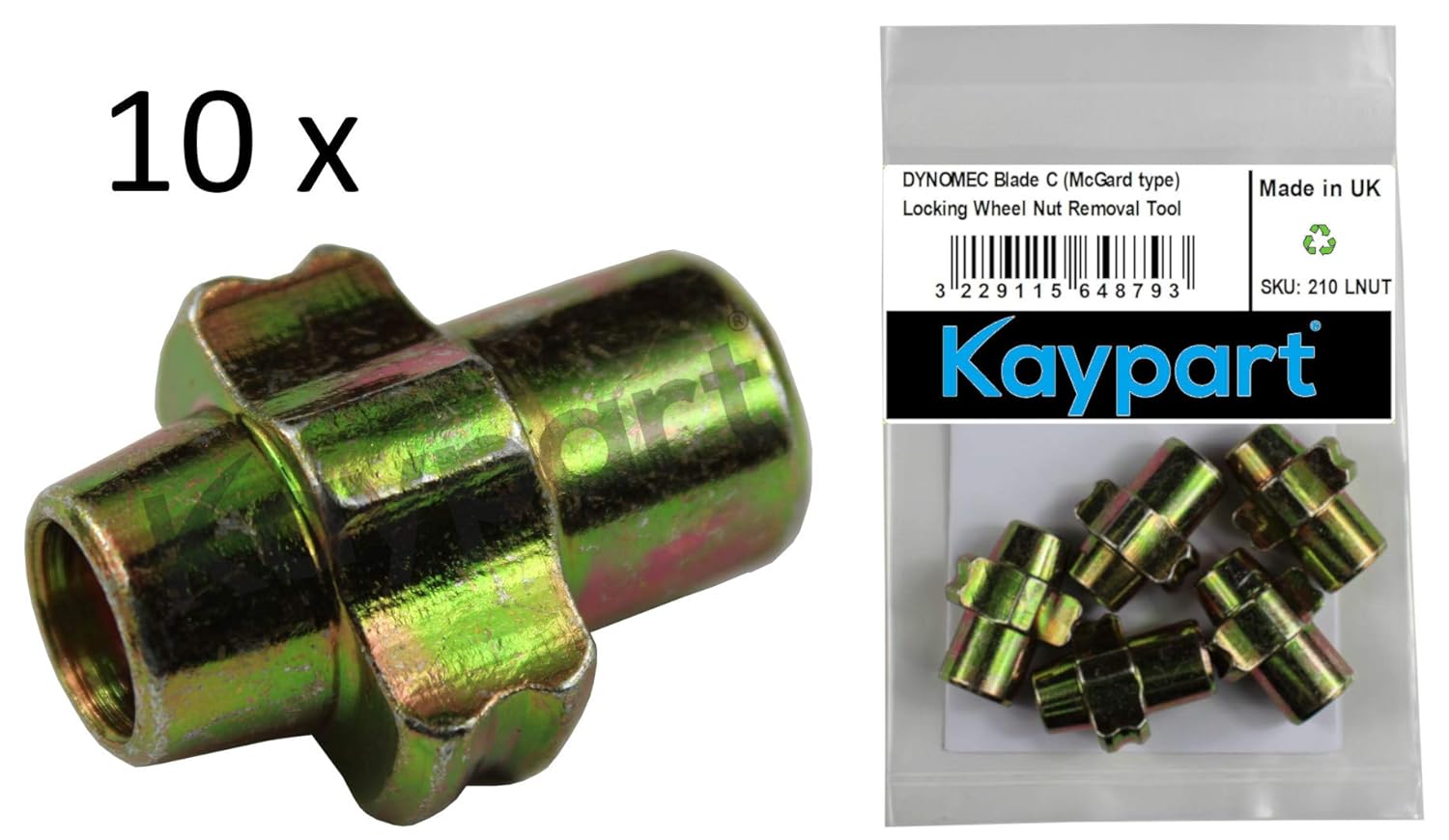 Kaypart 10 X Dynomec Blade C McGard Locking Wheel Nut Removal Tool Franklin AFT014 AFT25