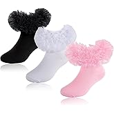QHANSHIEE Grils Ruffle Socks Toddler Double Frilly Fluffy Princess Dress Cotton Sock Tutu Socks for Girls/Baby/Toddler