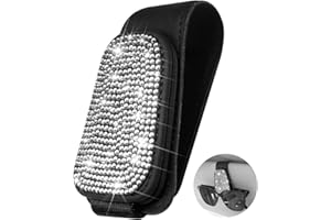 Yuchew Bling Sunglass Holder for Car Visor Magnetic Leather Sunglasses Visor Clip, Eyeglass Hanger Ticket Card Clip