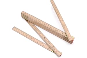 Jeemiter Wood Folding Rule, 6.5FT 2M Foldable Ruler with Inch and Metric Measurements for Carpenters
