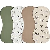 Boao 4 Pcs Mallard Duck Baby Burp Cloths Duck Hunting Soft Plush Newborn Spit up Rags Mallard Burp Cotton Cloths Rag for Boy Girl Newborn Infant Gifts Nursery Decor 20.87 x 9.84 Inches(Hunting,Green)