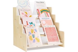 Kesiya Greeting Card Display Stand , Acrylic Sticker Display Holder for Vendors, Counter Retail Display Rack , 4-Tiered Woode