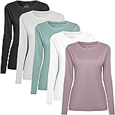 HovSiyla 5 Pack Women Long Sleeve Shirts Running UV Rash Guard Casual Tops Sun Protection Workout Hiking T Shirts for Women