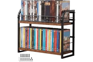 UKQRRTC 2-Tier CD Holder, Non Slip DVD Storage Shelf, Holds Up to Standard CDs 56 Cases, Efficient Use of Space, Easy Assembl