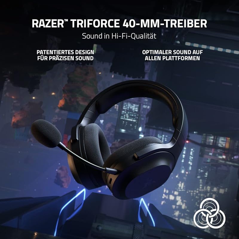 Barracuda X - Kabelloses Multiplattform-Headset für Gaming und Mobile Geräte (SmartSwitch Dual Wireless, Triforce 40mm, Mikrofon mit Nierencharakteristik, 50h Akku, USB-C) Schwarz