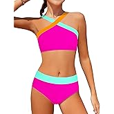 Dearnow Girls Swimsuits 2 Piece Bikinis Set Colorblock Bathing Suits Criss Cross Strap Girls' Swimwear