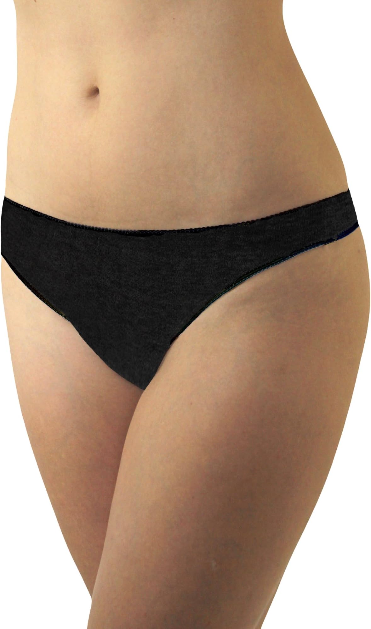 Underworks Womens Disposable 100% Cotton Thongs - For Travel- Hospital Stays- Emergencies Black Small 20-pack