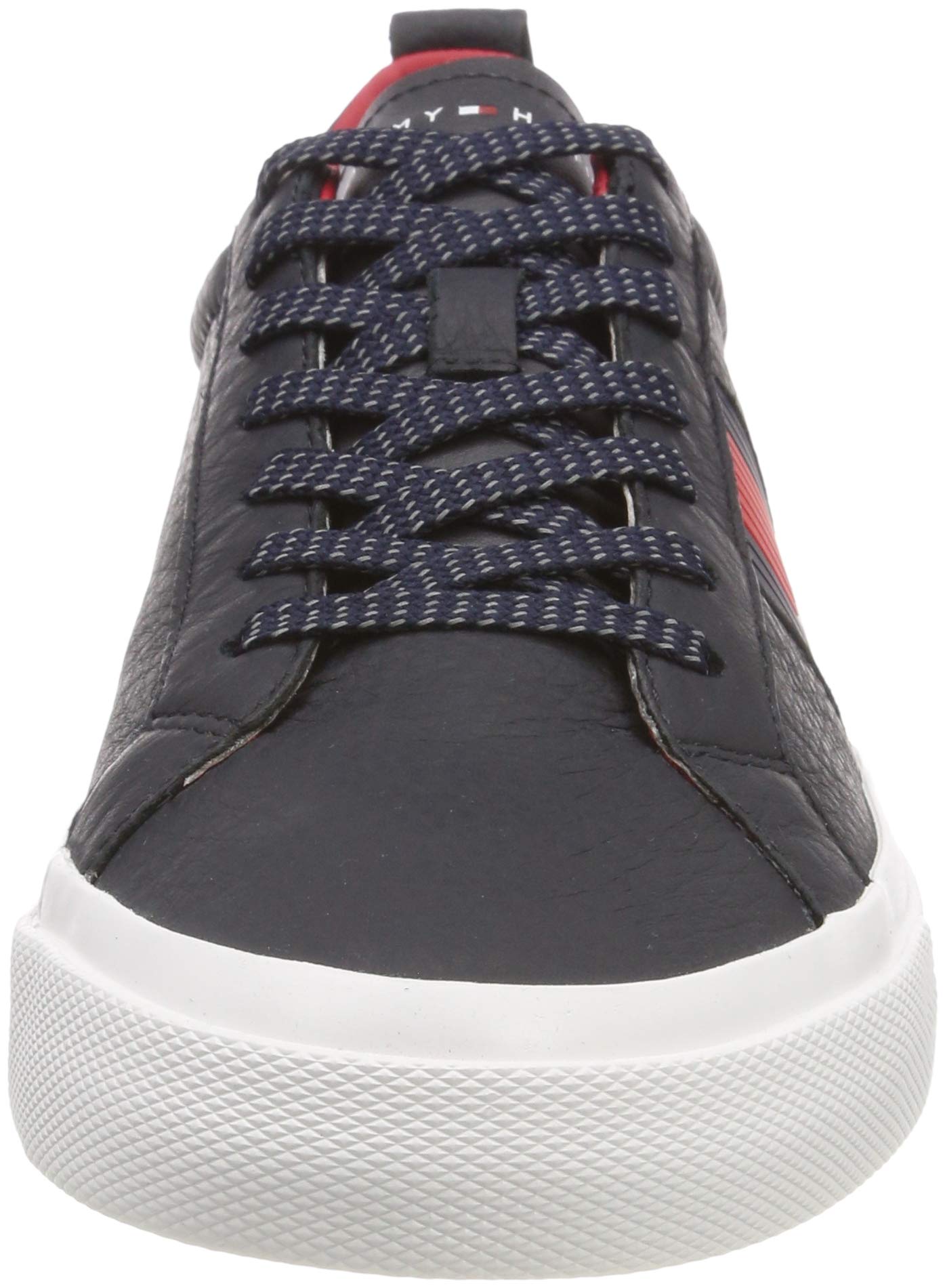 flag detail leather low tops