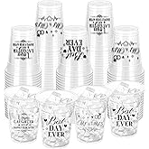ZCPTZ 100 Pcs Wedding Disposable Plastic Cups 12 oz Wedding Reception Cups Bulk Drinking Cups for Bridal Shower Engagement Bachelorette Party Anniversary Supplies,Mr and Mrs
