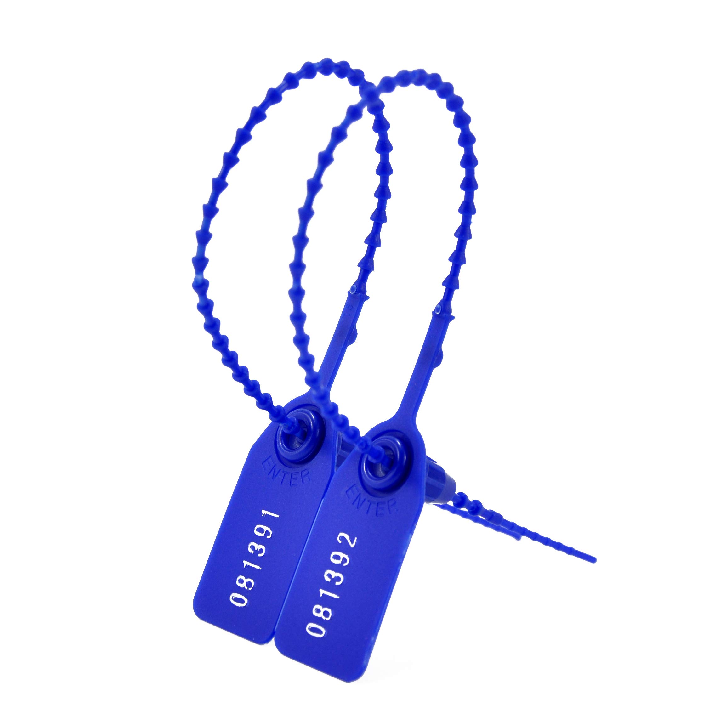 100 Plastic Tamper Seals, Zip Ties for Fire Extinguishers Pull Tite Security Tags Numbered Disposable Self-Locking Tab (DarkBlue)