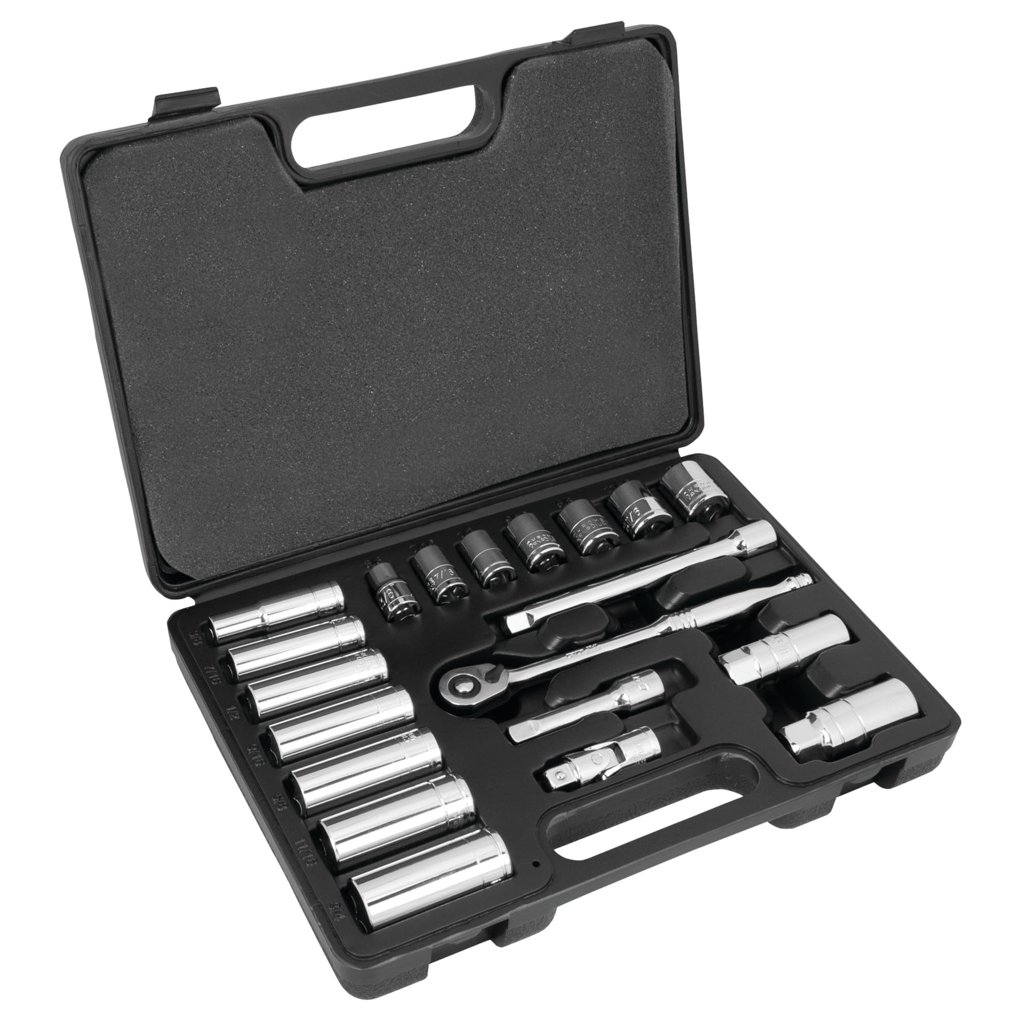 Performance Tool W38911 3/8-Inch Drive SAE Socket Set, 20-Piece, 1-Pack