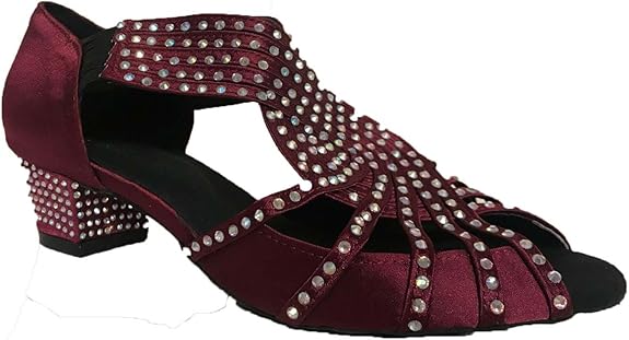 Maroon/Dark Wine Red Satin and Aurora Stones with Suede Maroon/Dark Wine Red Satin and Aurora Stones with Suede