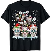 Christmas Sugar Skull On Tree Funny Santa Sugar Skull Gifts T-Shirt
