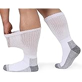 Cosopad Diabetic Socks for Men and Women, Non-Binding Top Wide Calf Loose Fit and Stretchy, Diabetic Crew Socks for Men