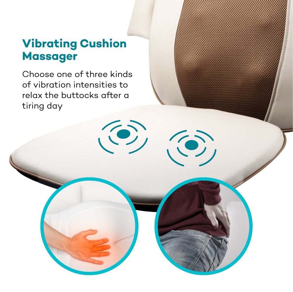 Sable Back Massage Seat Cushion for Chair with Heat, Shiatsu Massagers