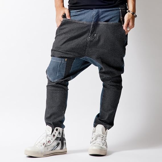 Amazon サルエルパンツ メンズ サルエル デニムパンツ Open Arms Navy 紺 Lサイズ ３ ジーンズ 通販