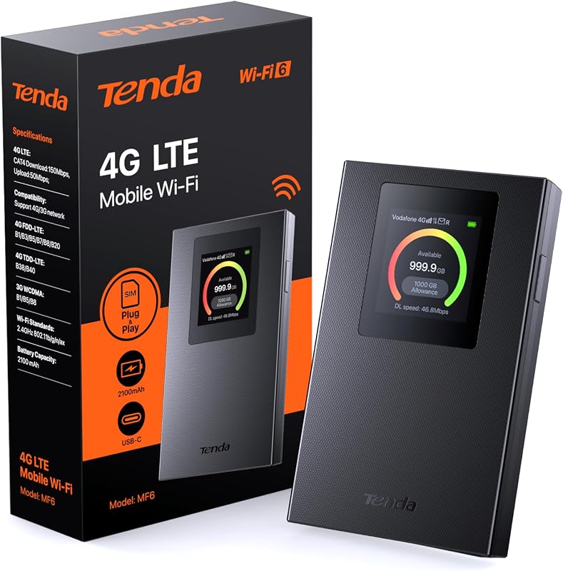 MF6 Mobiler 4G LTE WLAN Router, Farb-LCD, WiFi 6 Tragbarer Hotspot