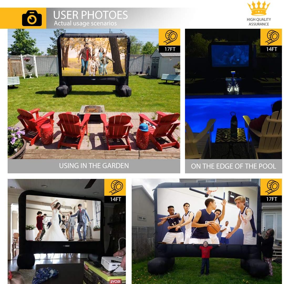 VIVOHOME 14 Feet Indoor and Outdoor Inflatable Blow up Mega Movie Projector Screen with Carry Bag for Front Projection: Office Products