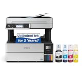 Epson EcoTank Pro ET-5180 Wireless Color All-in-One Supertank Printer with Scanner, Copier, Fax Plus Auto Document Feeder and PCL/Postscript, White, Large
