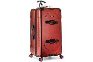 Traveler's Choice Maxporter II Hardside Polycarbonate Suitcase with Spinner Wheels, Red, 30" Trunk Luggage