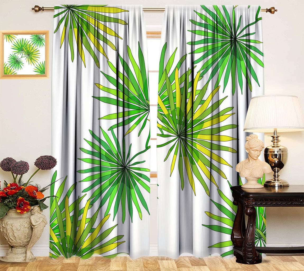 Datiansun Tropical Decor Blackout Curtains, Tropical Pattern with Natural Palm