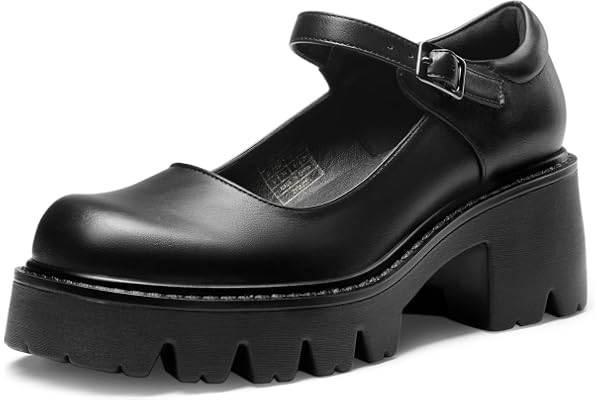DREAM PAIRS Women's Platform Mary Jane Shoes Pumps | Medium and Wide Widths,2.6-Inch Low Block Heel,Ankle Strap,Round Toe,for