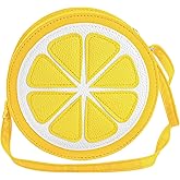 AUEAR, Lemon Lime Fruit Shaped Round Cute Fashion Personality Cross Body Bag Purse for Women Female, Yellow
