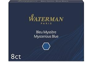 Waterman Fountain Pen Ink Cartridges Long Mysterious Blue 8 Count