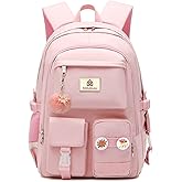 Hidds Laptop Backpacks 15.6 Inch College Backpack Elementary Middle High School Bag Large Cute Bookbags Anti Theft Travel Back Pack Casual Daypack Kids Book Bag for Teens Girls Women Students (Pink)