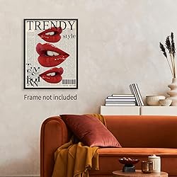 jkahh Trendy Y2k Newspaper Wall Art Vintage Red